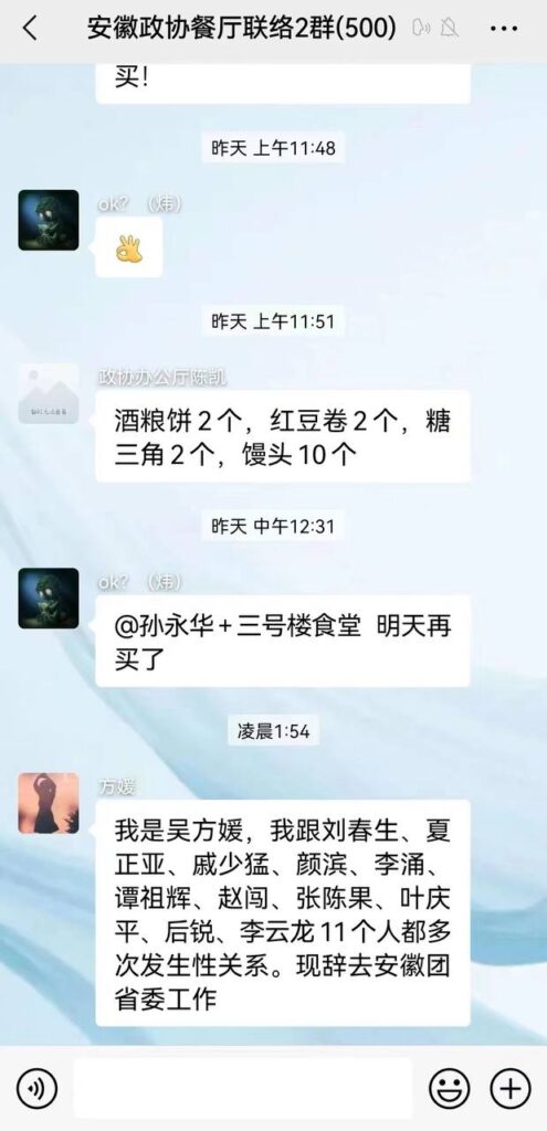 安徽青年企业家协会秘书吴方媛微信群自曝与11人多次发生关系