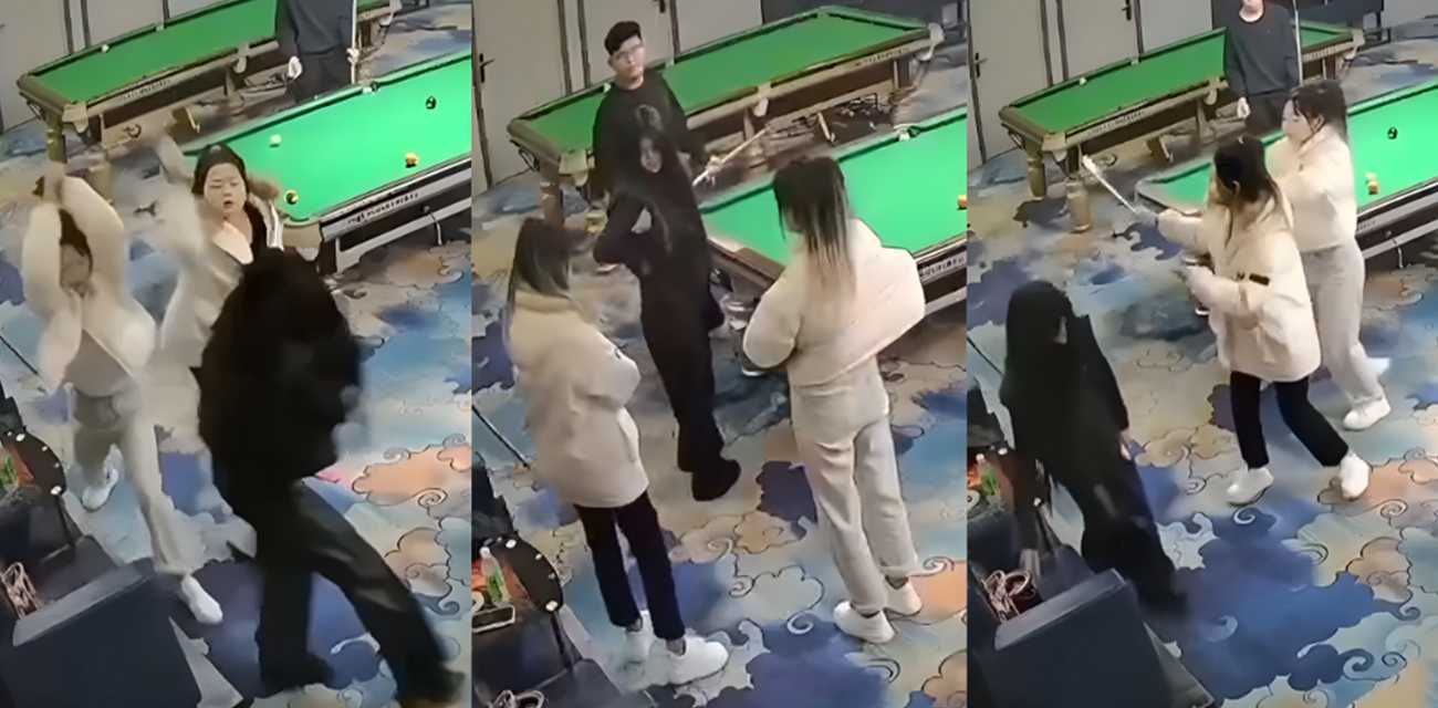 海口台球厅砍人视频爆火 双刀姐妹花血战五女 下死手刀刀奔着夺命
