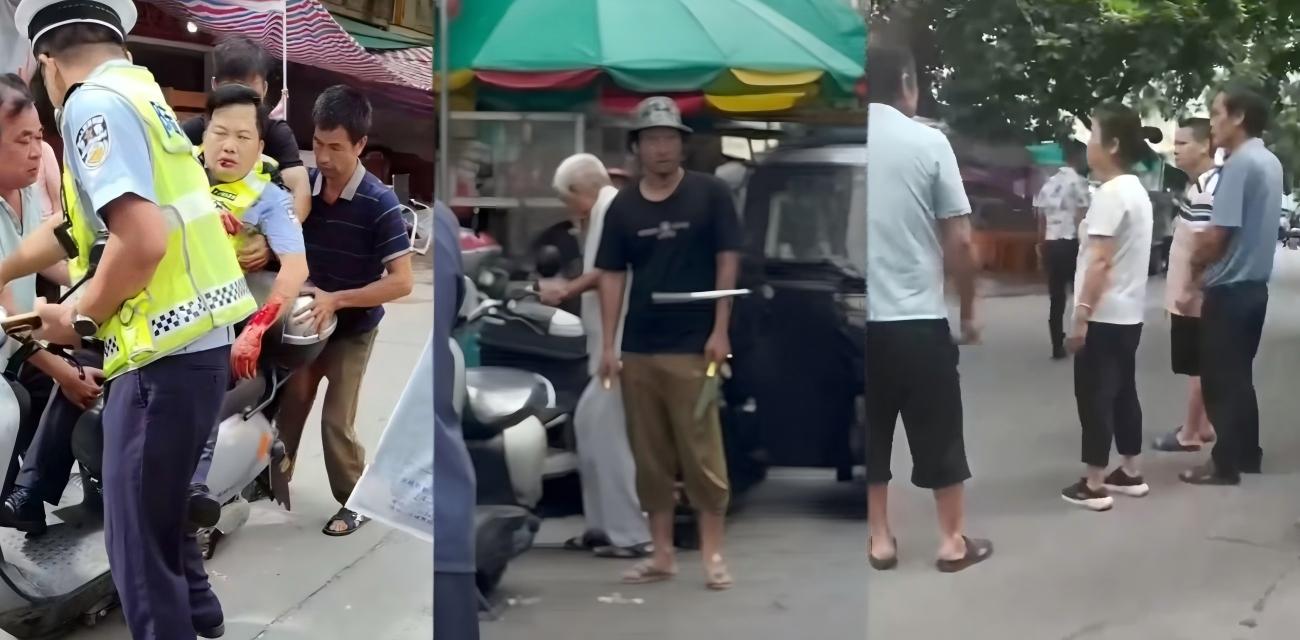 广西玉林砍人狂魔 30岁男子当街发疯 持刀狂捅交警血溅街头 现场化身索命鬼！