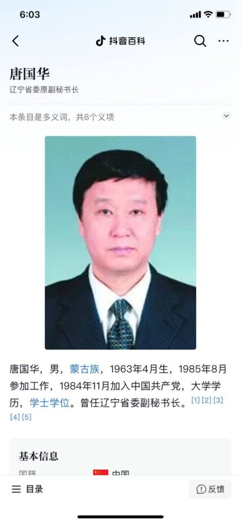 网传落马辽宁委原副秘书长唐国华坦白曾睡过杨幂